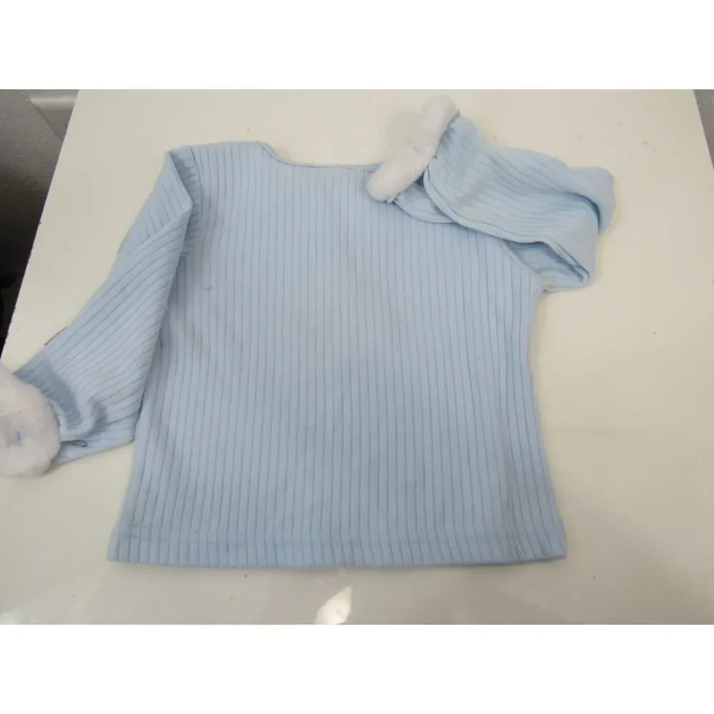Mickey For Kids 24M Light Blue Ribbed Long Sleeve Top Minnie Mouse Faux Fur Top